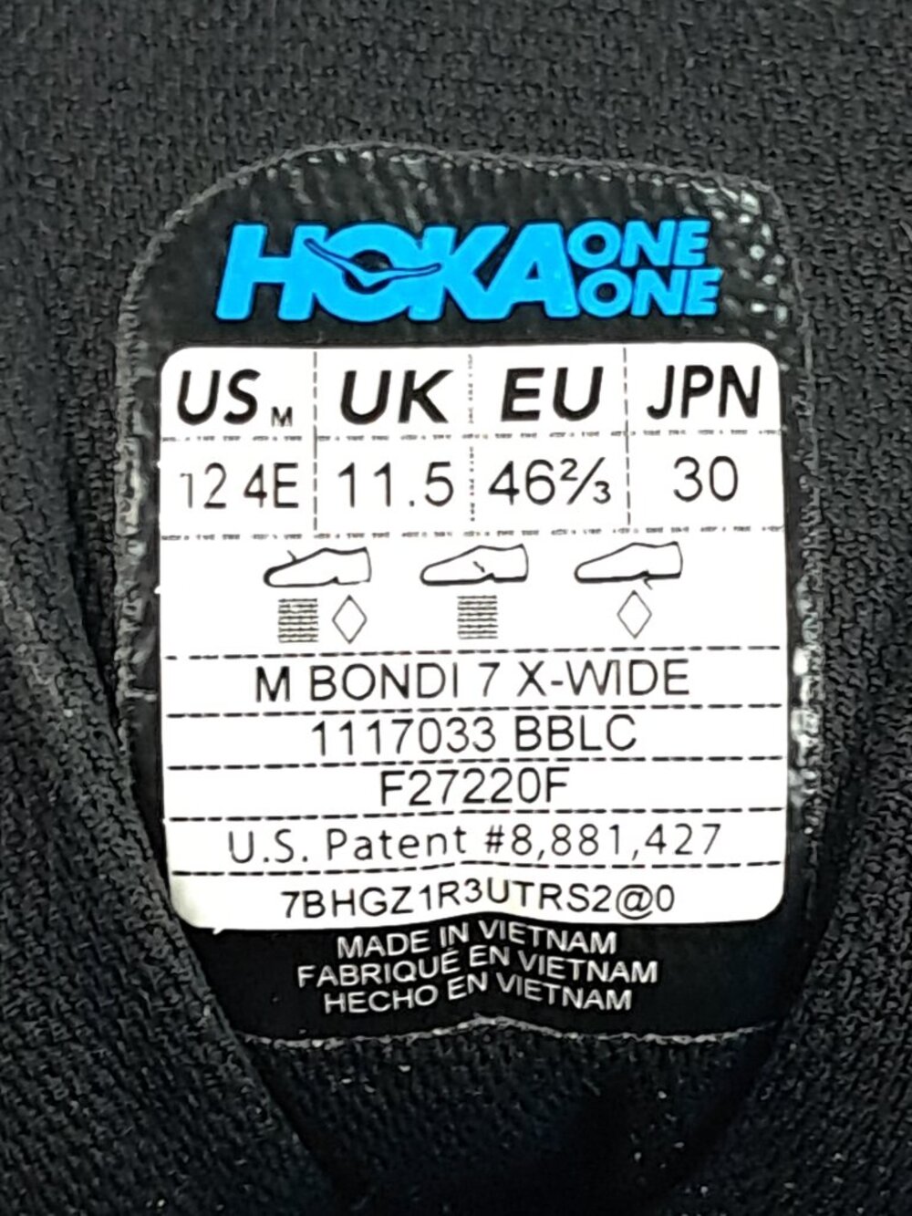 Hoka One One Bondi 7 Shoes Men 12 4E X-WIDE Black Athletic Sneakers 1117033 BBLC - Picture 13 of 14